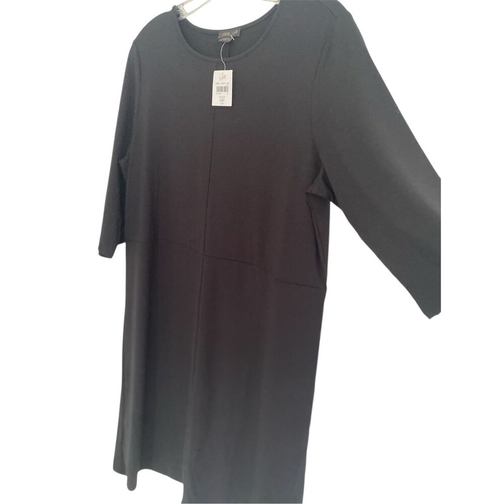 New J. Jill Black Shift 3/4 Sleeve Dress Sz MP - Picture 3 of 10